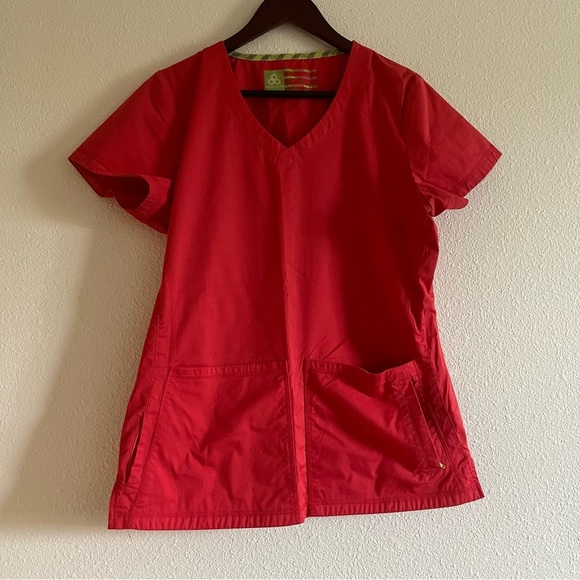 Women's Red Antidote Scrubs Scrub Top Size Medium - Picture 6 of 8